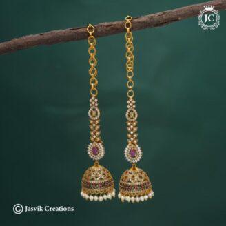 Premium AD Jhumka Attached Mattal - JCER696