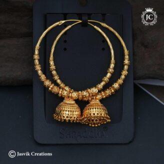 Microplated- Ear Ring-With-Jhumka ( Big Size ) - JCER702