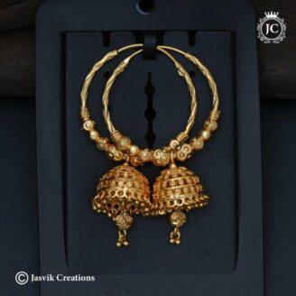 Microplated- Ear Ring-with-Jhumka ( Medium-Size ) - JCER705