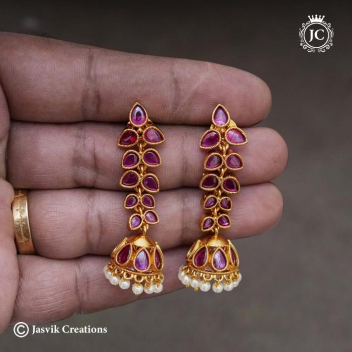 717 Real Kemp Leaf Jhumka- JCER717 -450 (2)