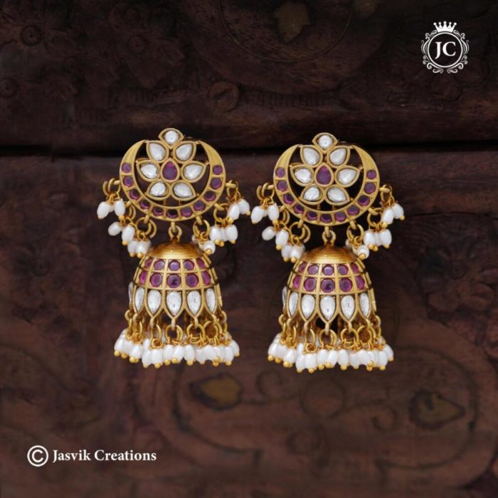 718 Real-High-Quality-Kemnp-Kundan-Jhumka- JCER718 -699-(5)