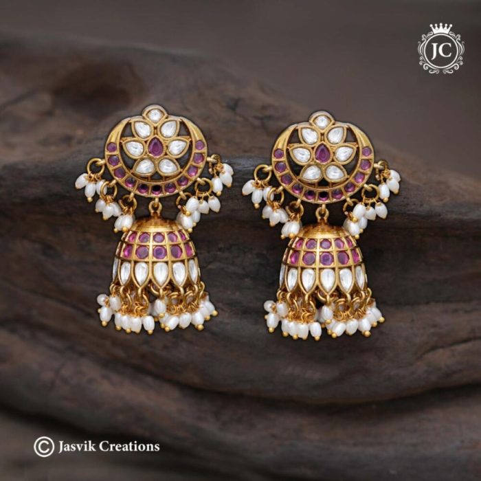 718 Real-High-Quality-Kemnp-Kundan-Jhumka- JCER718 -699-(6)