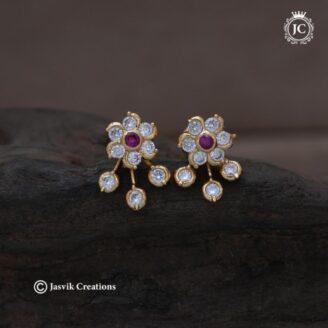 Detachable Gold Replica Red White Stud - JCER731