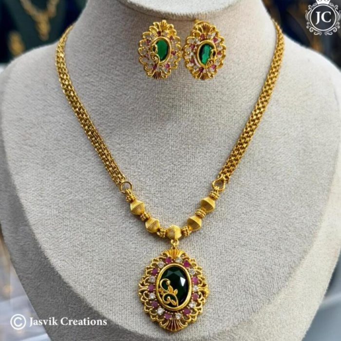 753 Premium--MAtte-Finish-Emerald-NEcjlace-- JCNL753 -550 753 Premium--MAtte-Finish-Emerald-NEcjlace-- JCNL753 -550