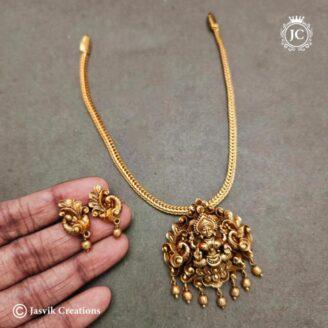 Antique-Finish-Detachable-Lakshmi-Pendent-Set-with-Attikai - JCNL755