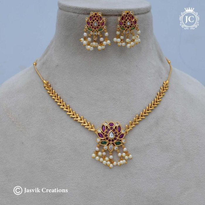 756 Premium lotus simple necklace - JCNL756-450 (2)