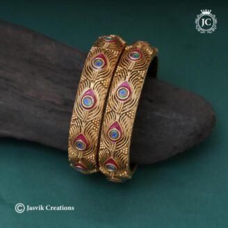 Matte finish Peacock Feather Bangle - JCBN315