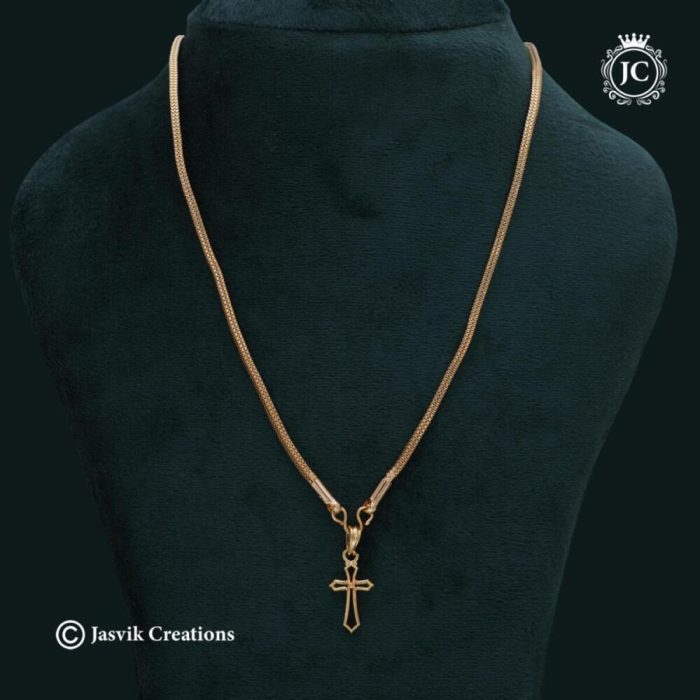 627 Microplated Cross Pendent With Ashort Cahin-JCCH627- 350 (3)