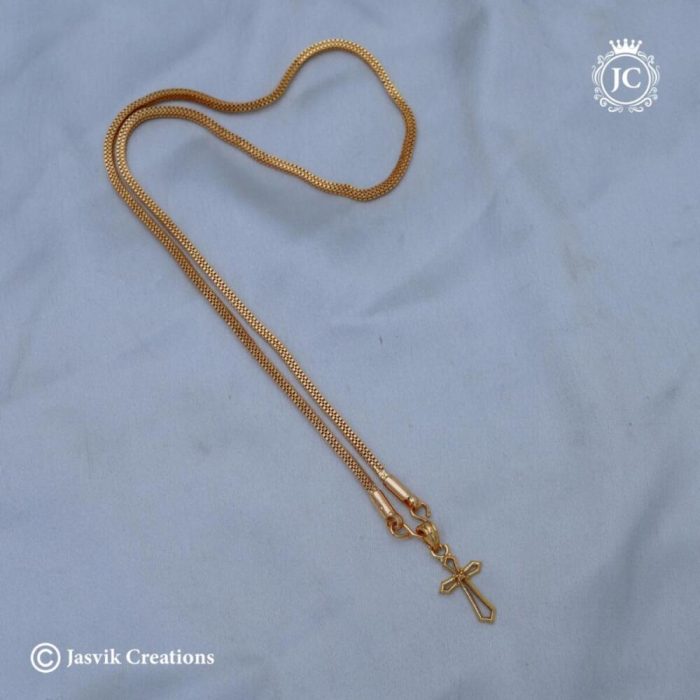 627 Microplated Cross Pendent With Ashort Cahin-JCCH627- 350 (4)