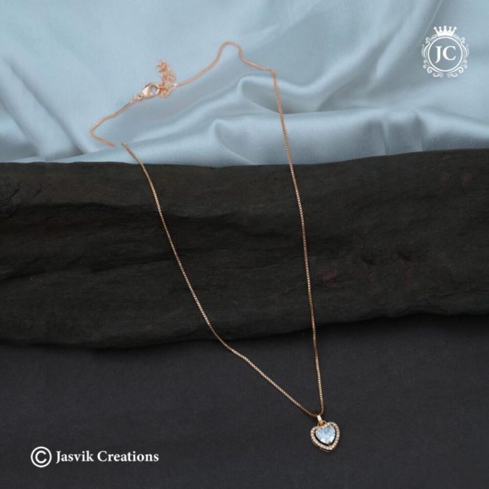 634 Rose Gold Chain with HEar Pendent -JCCH634- 160