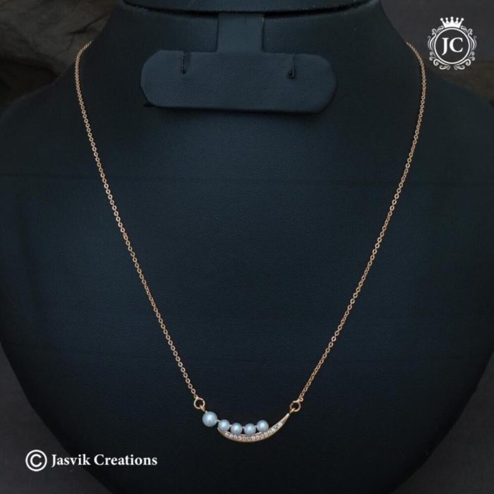 639 Simple Daily Wear Rose Gold Short Chain- JCCH639 - 160 (2)