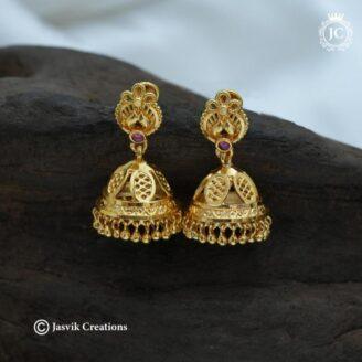 Microplated Flower Jhumka - JCER750