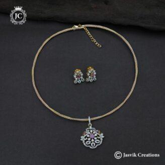 Hasli Pattern Necklace with GJ Pendent Set - JCNL773