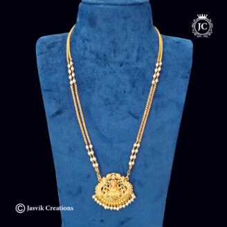 Microplated-Pearl-2-Line-Chain with Forming-Lakshmi-Pendent (24 inch Only) - JCCH640