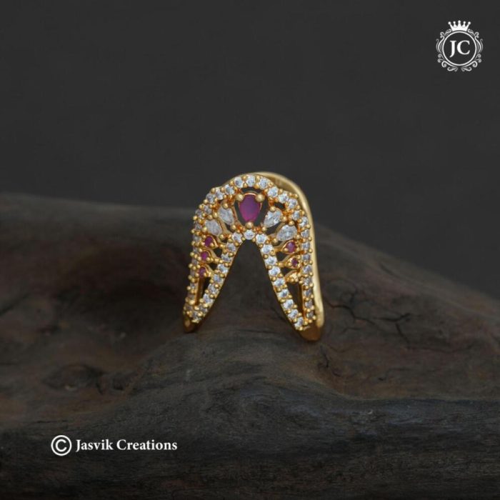 119 Diamond Replica AD Vanki ( (Red White)Finger Ring -JCFR119 - 199 (4)