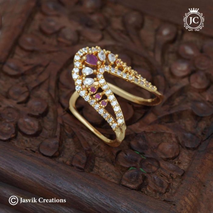119 Diamond Replica AD Vanki ( (Red White)Finger Ring -JCFR119 - 199 (6)