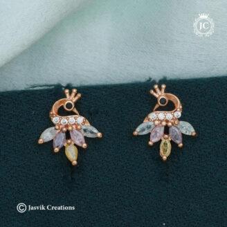 legant Rose Gold Peacock Stud Earrings -  JCRG131
