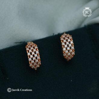 Dazzling Rose Gold Mesh Huggies Ear Ringss - JCRG137