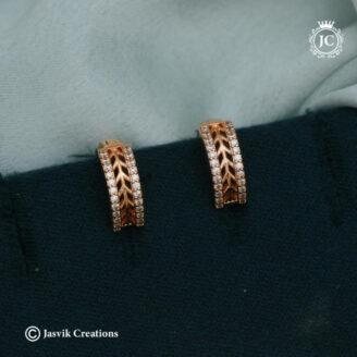 Stylish Rose Gold Chevron Huggies Ear Ring - JCRG138