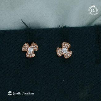 Rose Gold Trifoil Stud Earrings -  JCRG139