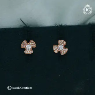 Rose Gold Trifoil Stud Earrings - JCRG139