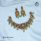 226 Nakshni Finsh Laskhmi Grand Necklace with Green Beads -JCNL226- 1499 (3)