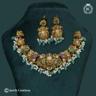 226 Nakshni Finsh Laskhmi Grand Necklace with Green Beads -JCNL226- 1499 (4)