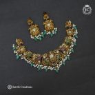 226 Nakshni Finsh Laskhmi Grand Necklace with Green Beads -JCNL226- 1499 (5)