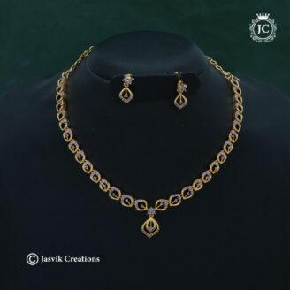 Microplated Lavender Stone Necklace - JCNL367