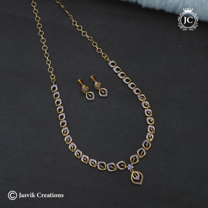 367 Microp[lated Lavender Stone Necklace -JCNL367 - 599 (3)