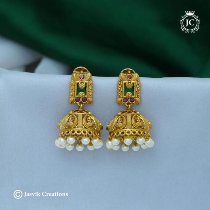 367-PRemium-Emerald-Stone-with-Lakshmi-PAttern--Jhumka-JCER367---499 367-PRemium-Emerald-Stone-with-Lakshmi-PAttern--Jhumka-JCER367---499