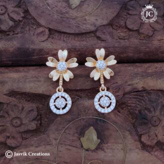 Rose Gold Floral Drop Earring - JCRG054