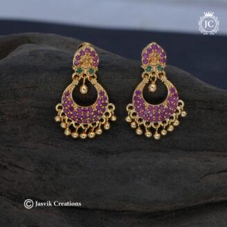 Microplate AD Lakshmi Chandbali (Red Green ) Earrings – JCER055