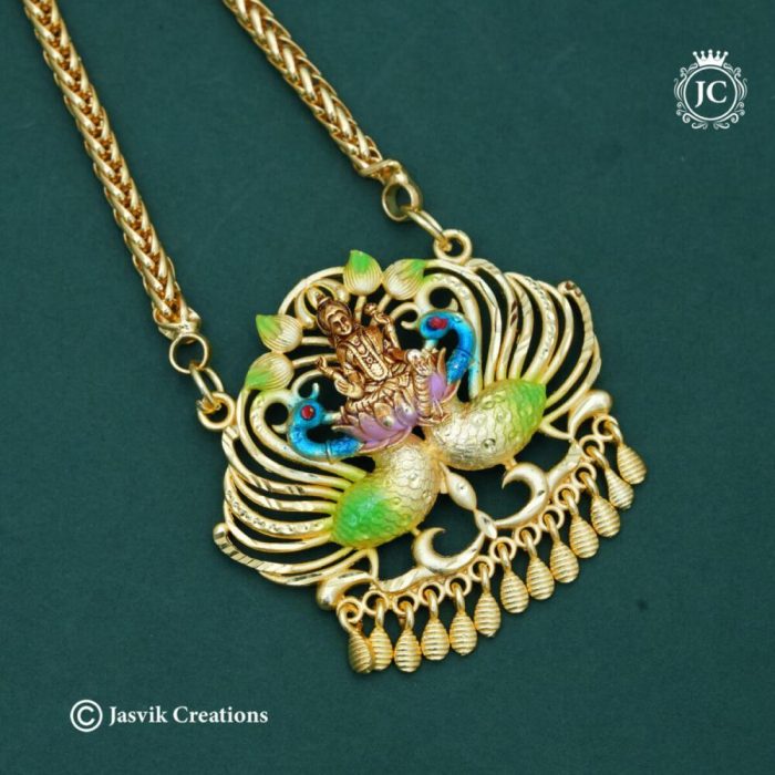 643 Forming meenkari Work LAskhmi with peacock Dollar Chain - 699 24 Only (2) -JCCH643