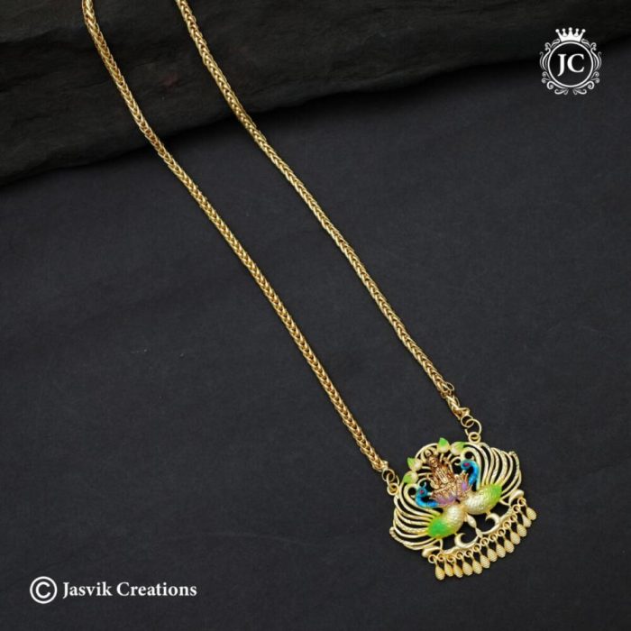 643 Forming meenkari Work LAskhmi with peacock Dollar Chain - 699 24 Only (3) -JCCH643