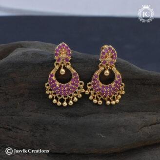 Microplate AD Lakshmi Chandbali (Red) Earrings – JCER067