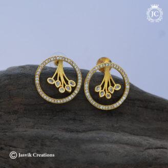 Detachable AD Aura Floral Hoop-Drop Earrings - JCER074