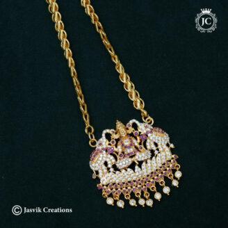 AD Gajalakshmi Dollar Chain ( Red White) -JCCH661 - 24 Inch