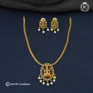 Budget Friendly Aishwarya Lakshmi Matte Gold Necklace - JCNL794