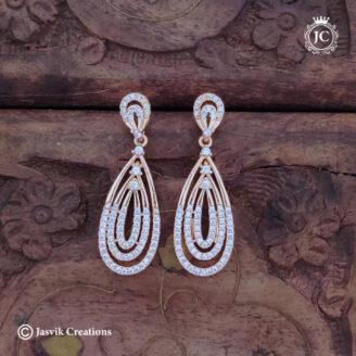 Rose Gold Triple-Halo Teardrop Earrings - JCRG094