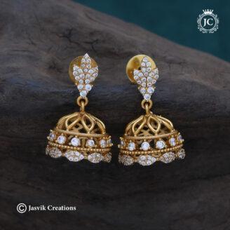 Premium-Matte- Full White  AD - Jhumka - JCER091