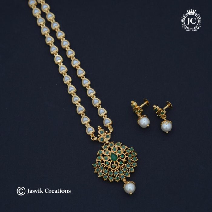 802 Microplated Pearl Necklace Full Green -JCNL802 -350 (3)