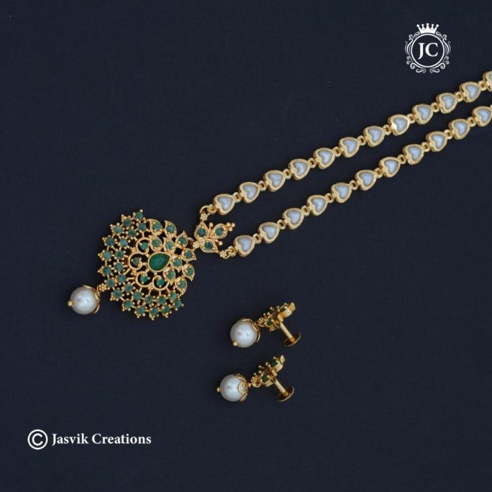 802 Microplated Pearl Necklace Full Green -JCNL802 -350 (4)