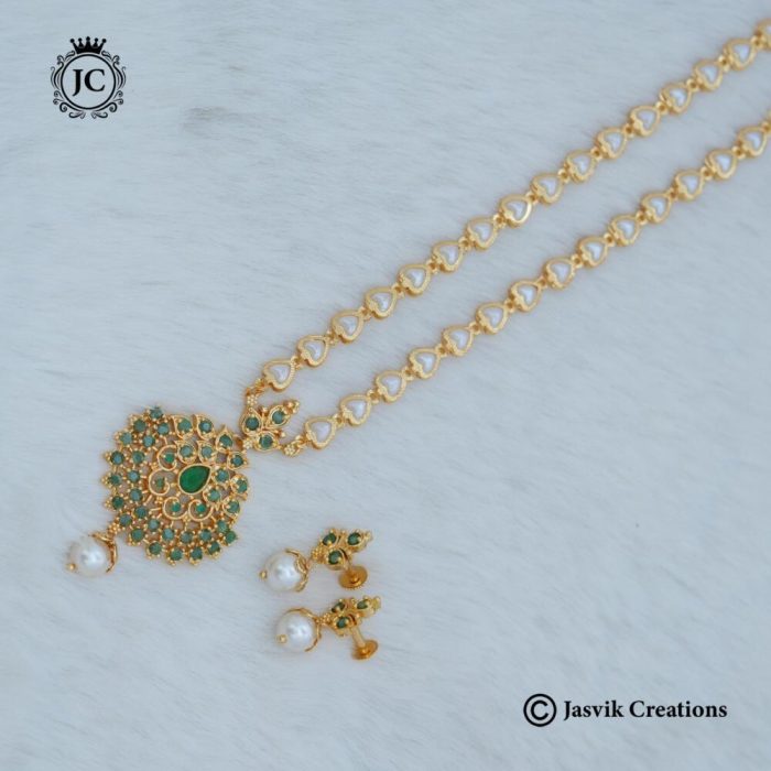 802 Microplated Pearl Necklace Full Green -JCNL802 -350 (5)