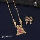 Matte Finish Gopuram Necklace- ( Red ) JCNL801 - 299 (5)