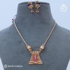 Matte Finish Gopuram Necklace- ( Red ) JCNL801 - 299 (6)
