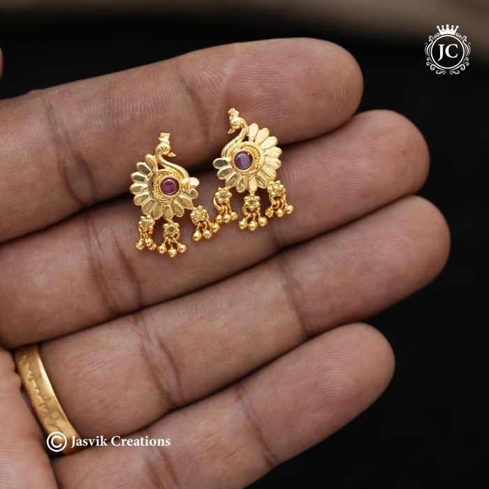 132 Microplated PEacock Jhumka-JCER132 - 120 (3)