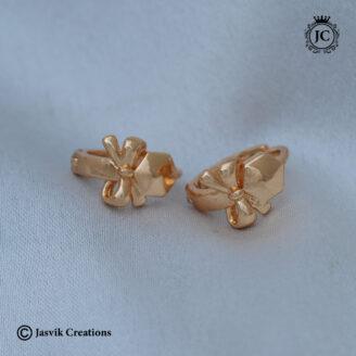 Rose Gold Bow-Design Huggie Hoop Earrings - JCRG146