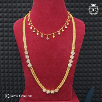 Premium Microplated AD Stone Dual Necklace Combo Set - JCCM529