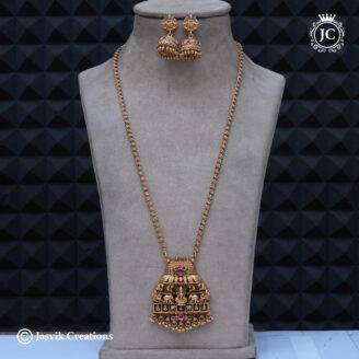 Matte Finish Dollar Chain with Golden Beads ( 30 Inch Only ) - JCCH706